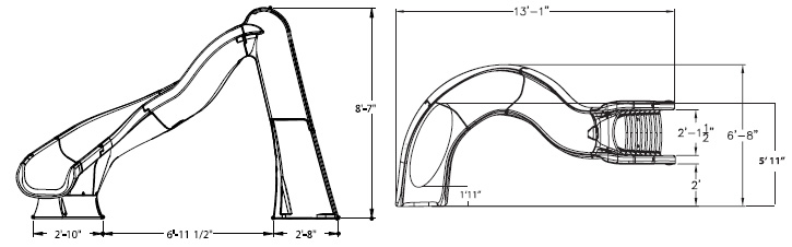 Turbotwister Pool Slide Dimensions