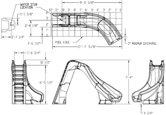 Typhoon Pool Slide Dimensions