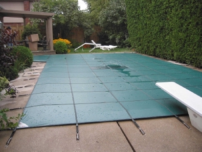 PoolTux King 25' x 45' Safety Pool Cover | Blue Solid | No Step | CSPTBSL25450