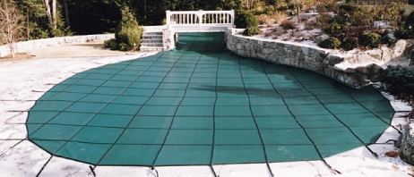 Merlin DuraMesh 16' x 36' Mesh Safety Cover | 4'x8' 1' or 2' Offset Right Side Step | Green | 74M-M-GR