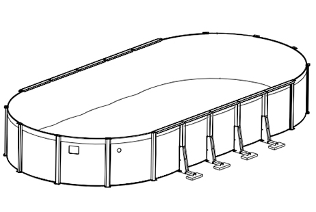 Ohana 18' x 33' Oval 52" Steel Pool | Pool Assembly Only with Skimmer | POHAPRA-YE183352SSPSPSB11-WS