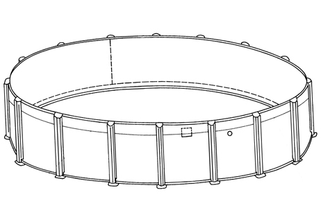 Azor 15' Round Above Ground Pool | 54" Wall | Pool Assembly Only with Skimmer | PAZO-1554RRRRRRI10