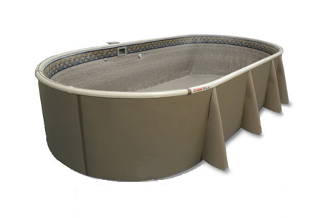 Oval Funtastic Pool with Autumn Sand Trim and Cocoa Brown Side Panels