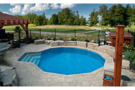 24' Round Ultimate Pool Sub-Assy with Synthetic Wood Coping | Walk-In Steps | 52 in. Walls | ULT24RNDSTAIRW | 60962