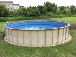 18' Round Ultimate Pool Sub-Assy with Synthetic Wood Coping | Walk-In Steps | 52 in. Walls | W3018RS52 | 60966