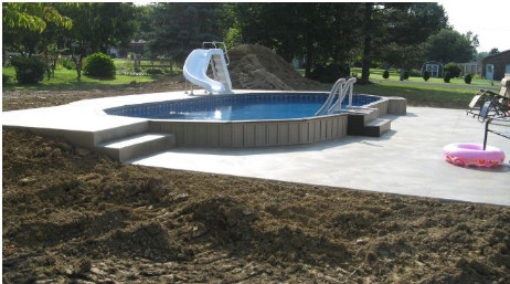 17' x 32' Oval Ultimate Pool Sub-Assy with Synthetic Wood Coping | Walk-In Steps | 52 in. Walls | W301732VS | 60968