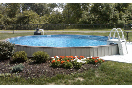 Ultimate 15' Round Above Ground Pool Kit | Brown Synthetic Wood Coping | Free Shipping | Lifetime Warranty | 61002