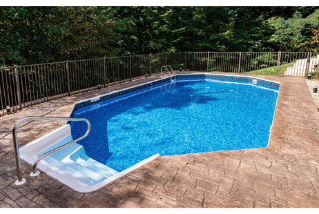 Ultimate 14' x 30' Grecian Above Ground Pool Kit | White Bendable Aluminum Coping | Walk-In Step | Free Shipping | Lifetime Warranty | 61058