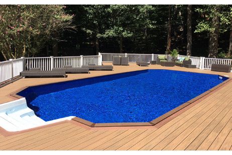pool ground grecian coping walk above kit ultimate wood inground synthetic steps brown step assy sub lifetime warranty shipping liner