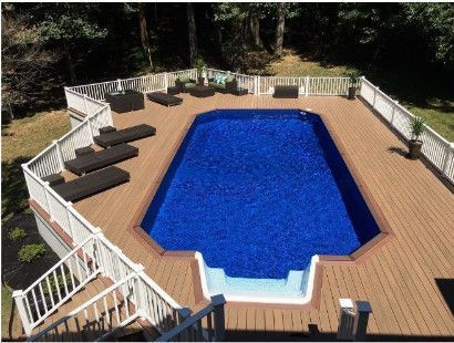 Ultimate 20' x 40' Grecian InGround Pool Kit | Brown Synthetic Wood Coping | Walk-In Step | Lifetime Warranty | 64784