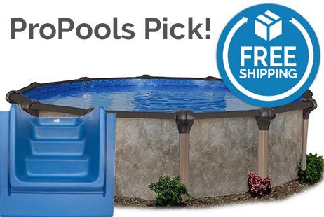 Coronado 18' Round Resin Hybrid Above Ground Pool Kit | <b>Blue In-Wall Pool Step</b> | <b>Premier Package</b> | 54" Wall | 65266