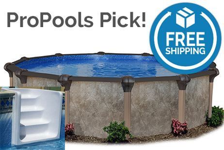 Coronado 24' Round Resin Hybrid Above Ground Pool Kit | <b>White In-Wall Pool Step</b> | <b>Premier Package</b> | 54" Wall | 65268