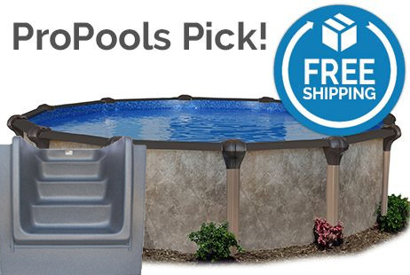 Coronado 27' Round Resin Hybrid Above Ground Pool Kit | <b>Gray In-Wall Pool Step</b> | Standard Package | 54" Wall | 65277