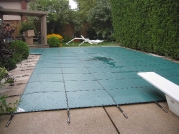 Merlin 20' x 44'  Solid Safety Cover w/ Drain Panel | No Step | Green | 7W-X-GR