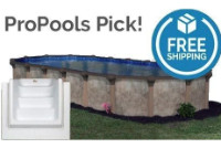 Coronado 16' x 28' Oval Resin Hybrid Above Ground Pool Kit | <b>White In-Wall Pool Step</b> | <b>Premier</b> Package | 54" Wall | 65288