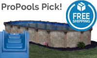Coronado 16' x 28' Oval Resin Hybrid Above Ground Pool Kit | <b>Blue In-Wall Pool Step</b> | <b>Premier</b> Package | 54" Wall | 65292