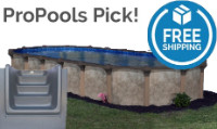 Coronado 16' x 32' Oval Resin Hybrid Above Ground Pool Kit | <b>Gray In-Wall Pool Step</b> | Standard Package | 54" Wall | 65295