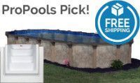 Coronado 18' x 33' Oval Resin Hybrid Above Ground Pool Kit | <b>White In-Wall Pool Step</b> | <b>Premier</b> Package | 54" Wall | 65300