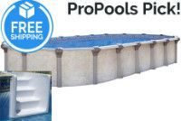Chesapeake 16' x 32' Oval Resin Hybrid Above Ground Pool Kit | <b>White In-Wall Pool Step</b> | <b>Premier Package</b> | 54" Wall | 68234