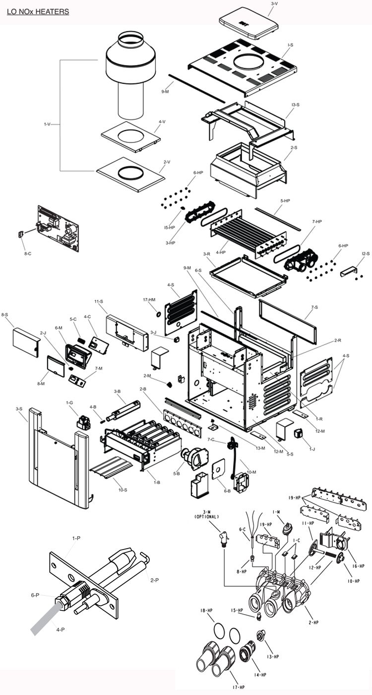 Raypak Digital Low NOx Natural Gas Heater 333k BTU | P-R337-EN-C 009242 P-M337AL-EN-C 009992 Parts Schematic