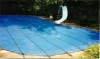 Merlin 12' x 24' Solid Safety Cover w/ Drain Panel | 4' x 8' Center End Step | Green | 105W-X-GR