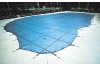 PoolTux  KING99 Blue Mesh Safety Cover | 16' x 32' | FLUSH LEFT STEP | CSPTBMP16322