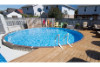 Ultimate 24' Round Above Ground Pool Kit | Brown Synthetic Wood Coping | Walk-In Step | Free Shipping | Lifetime Warranty | 61030