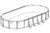Azor 21' x 43' Oval 54" Tall Pool with Skimmer | Pool Only | PAZO-YE214354RRRRRRI10