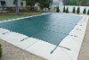 GLI Secur-A-Pool 18' x 36' Mesh Safety Cover | Green | 4' x 6' Center End Step | 201836RECES46SAPGRN