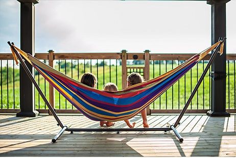 Vivere 8' Double Cotton Hammocks With Stand