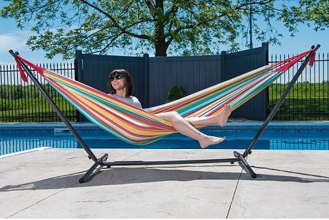 Vivere 9' Double Cotton Hammocks With Stand