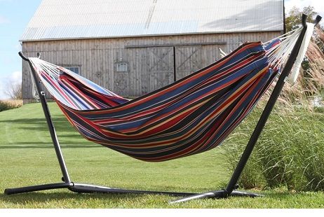 Vivere 9' Double Polyester Hammock With Stand