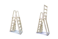 Confer Plastics A-Frame Ladder with Barrier System for 48"-54" Pools | Warm Grey | 7100X | 52466