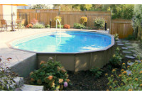 Ultimate 17' x 32' Oval On Ground Pool Kit | Brown Synthetic Wood Coping | Free Shipping | Lifetime Warranty | 61071