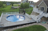 Ultimate 18' Round On Ground Pool Kit | White Bendable Aluminum Coping | Free Shipping | Lifetime Warranty | 61087