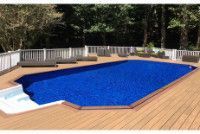 Ultimate 18' x 36' Grecian Above Ground Pool Kit | Brown Synthetic Wood Coping | Walk-In Step | Free Shipping | Lifetime Warranty | 64774